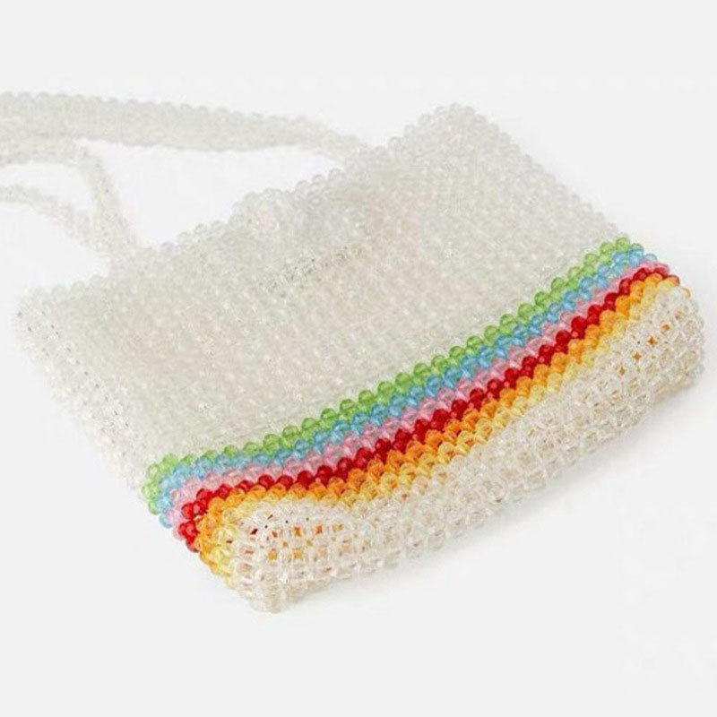 Minority Rainbow Handbags Handmade Beaded Bag Heavy Work Beads Package Ins Super Fire Handbag Woven Bag - ebowsos