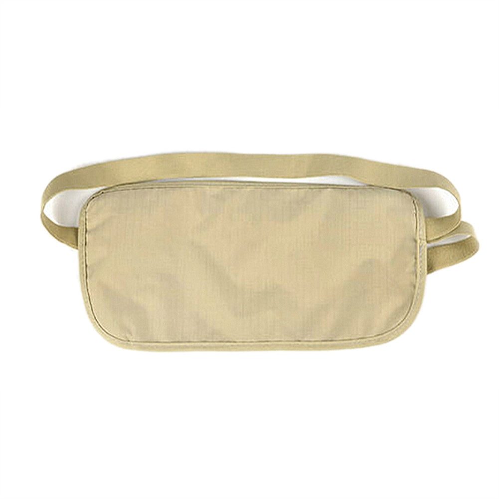 Money Travel Waist Belt Zipped Passport Wallet Pouch Bum Bag Security-Khaki - ebowsos