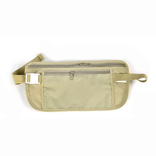 Money Travel Waist Belt Zipped Passport Wallet Pouch Bum Bag Security-Khaki - ebowsos