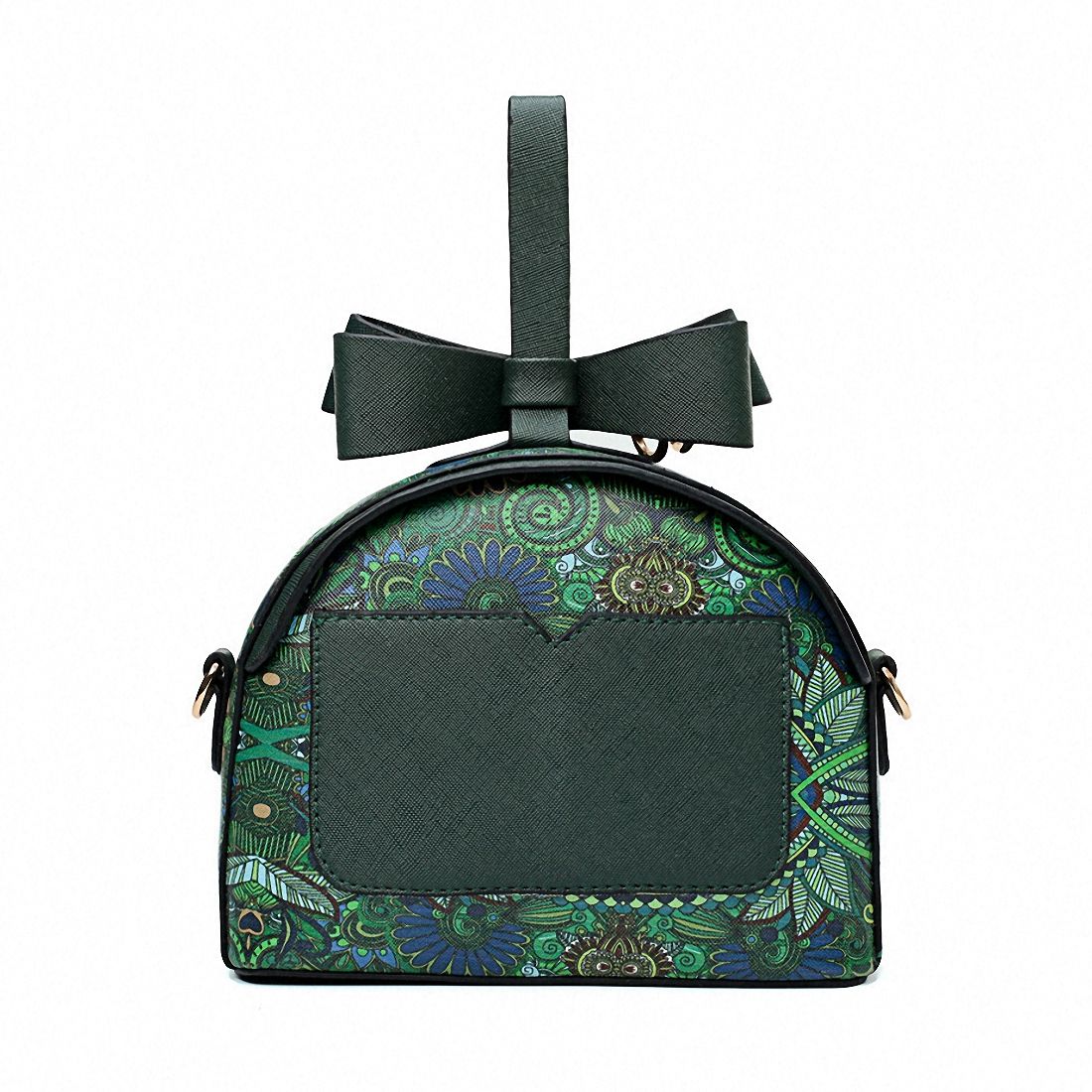 Ms. bag quilting forest girl printing green PU leather fashion trend small square shoulder diagonal package - ebowsos