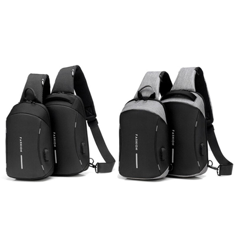 Multi-Function Chest Bag Men'S Usb Charging Chest Bag Short-Distance Travel Messenger Bag Waterproof Shoulder Bag Men - ebowsos