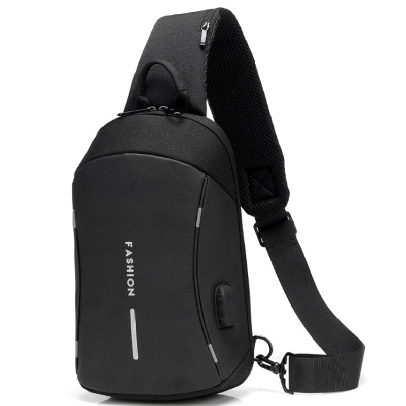 Multi-Function Chest Bag Men'S Usb Charging Chest Bag Short-Distance Travel Messenger Bag Waterproof Shoulder Bag Men - ebowsos