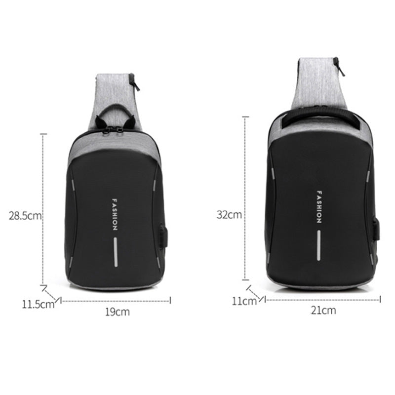 Multi-Function Chest Bag Men'S Usb Charging Chest Bag Short-Distance Travel Messenger Bag Waterproof Shoulder Bag Men - ebowsos