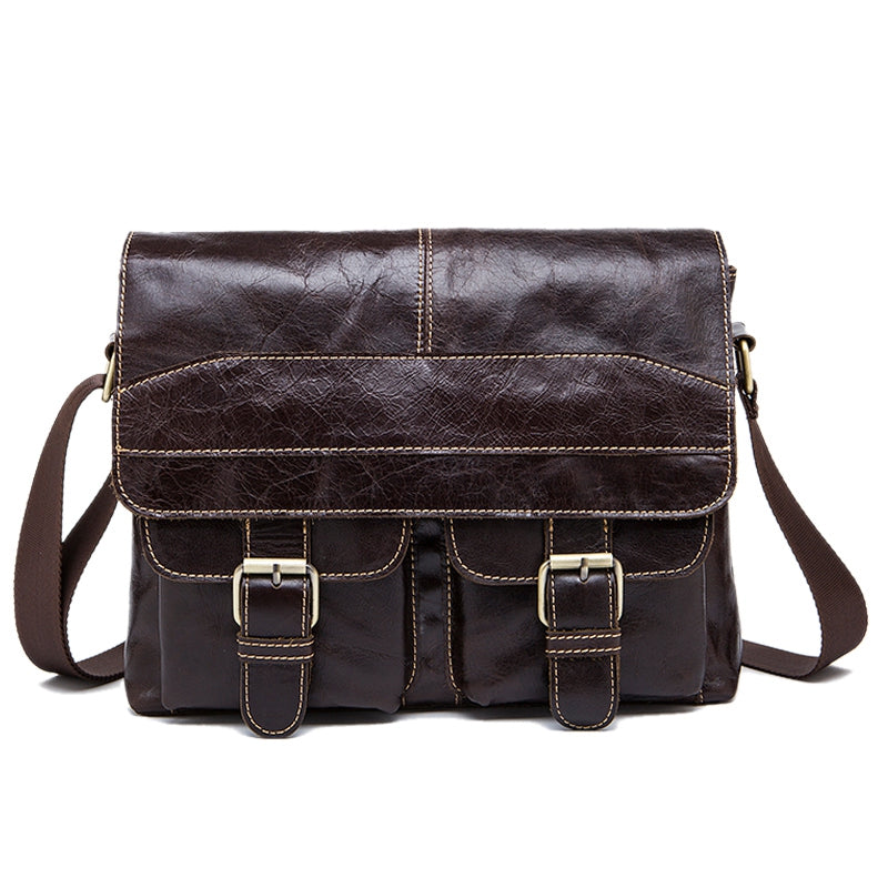 Mva Messenger Bag Men'S Shoulder Bag Men'S Bag Men'S Retro Zip Men'S Crossbody Bag 9880.Chocolate - ebowsos