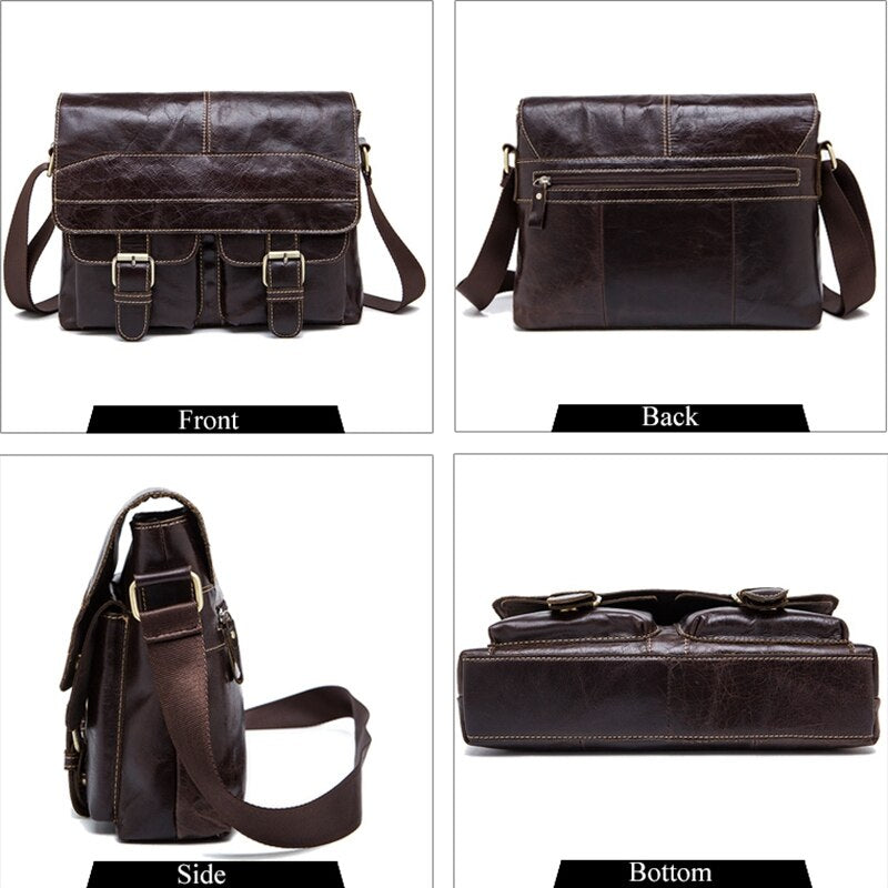 Mva Messenger Bag Men'S Shoulder Bag Men'S Bag Men'S Retro Zip Men'S Crossbody Bag 9880.Chocolate - ebowsos