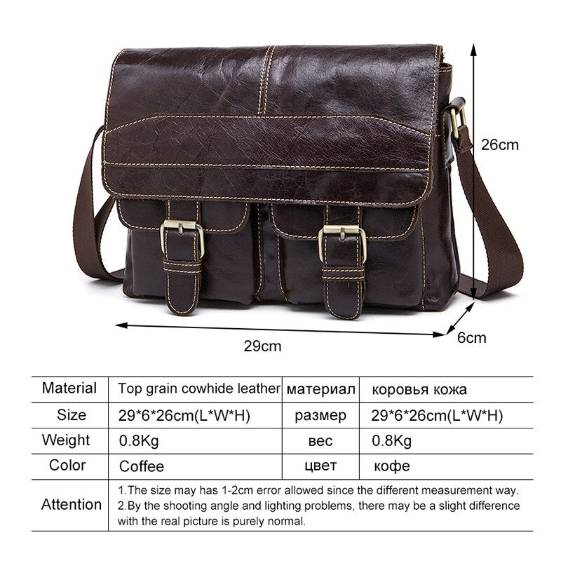 Mva Messenger Bag Men'S Shoulder Bag Men'S Bag Men'S Retro Zip Men'S Crossbody Bag 9880.Chocolate - ebowsos