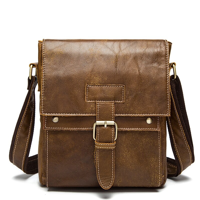 Mva Vintage Shoulder Bag Men'S Messenger Bag Cowhide Shoulder Bag Business Briefcase Brown - ebowsos