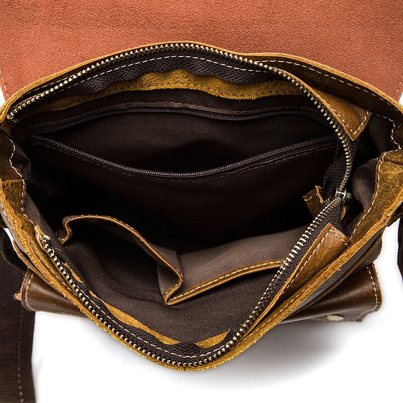 Mva Vintage Shoulder Bag Men'S Messenger Bag Cowhide Shoulder Bag Business Briefcase Brown - ebowsos