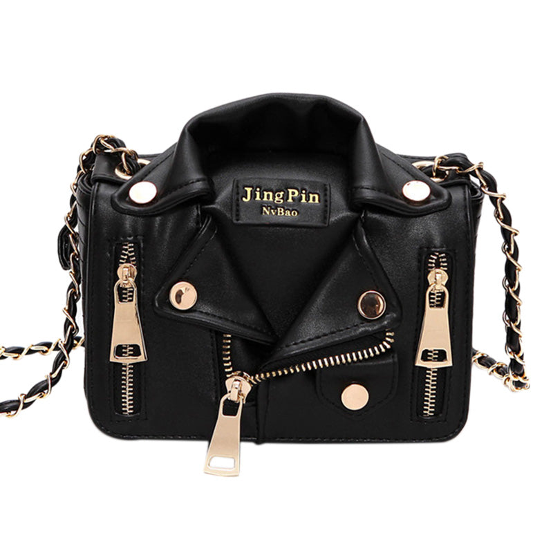 New Brand Design Chain Motorcycle Bags Women Clothing Shoulder Rivet Jacket Bags Messenger Bag Women Leather Handbags Tot - ebowsos