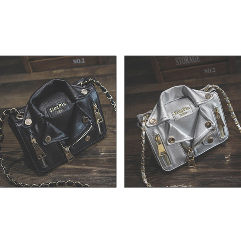 New Brand Design Chain Motorcycle Bags Women Clothing Shoulder Rivet Jacket Bags Messenger Bag Women Leather Handbags Tot - ebowsos