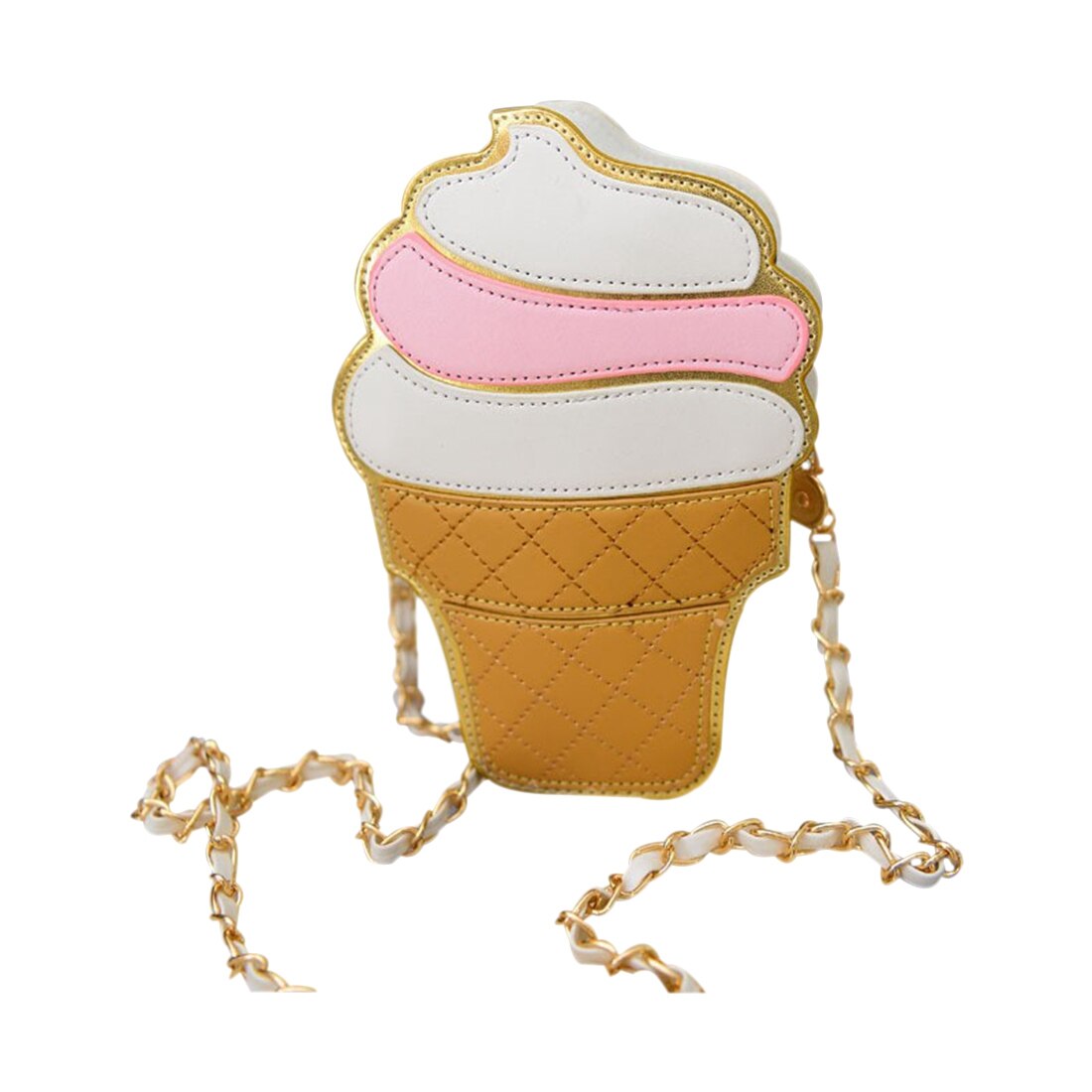 New Cute Cartoon Women Ice cream Cupcake Mini Bags PU Leather Small Chain Clutch Crossbody Girl Shoulder Messenger bag - ebowsos