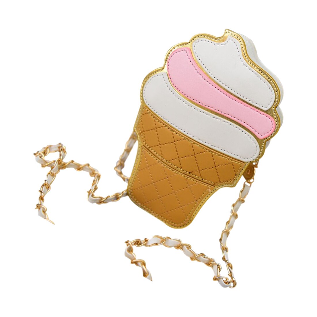 New Cute Cartoon Women Ice cream Cupcake Mini Bags PU Leather Small Chain Clutch Crossbody Girl Shoulder Messenger bag - ebowsos