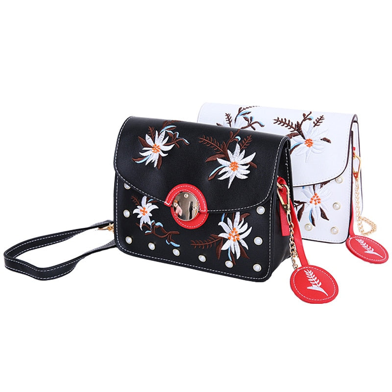 New Fashion Embroidery Handbag Clutch Bag Ladies Flower Wallet Messenger Bag Shoulder Messenger Bag Ladies Gift - ebowsos