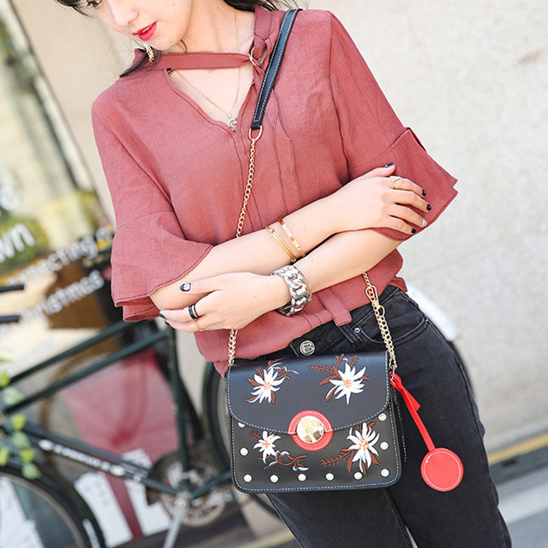 New Fashion Embroidery Handbag Clutch Bag Ladies Flower Wallet Messenger Bag Shoulder Messenger Bag Ladies Gift - ebowsos