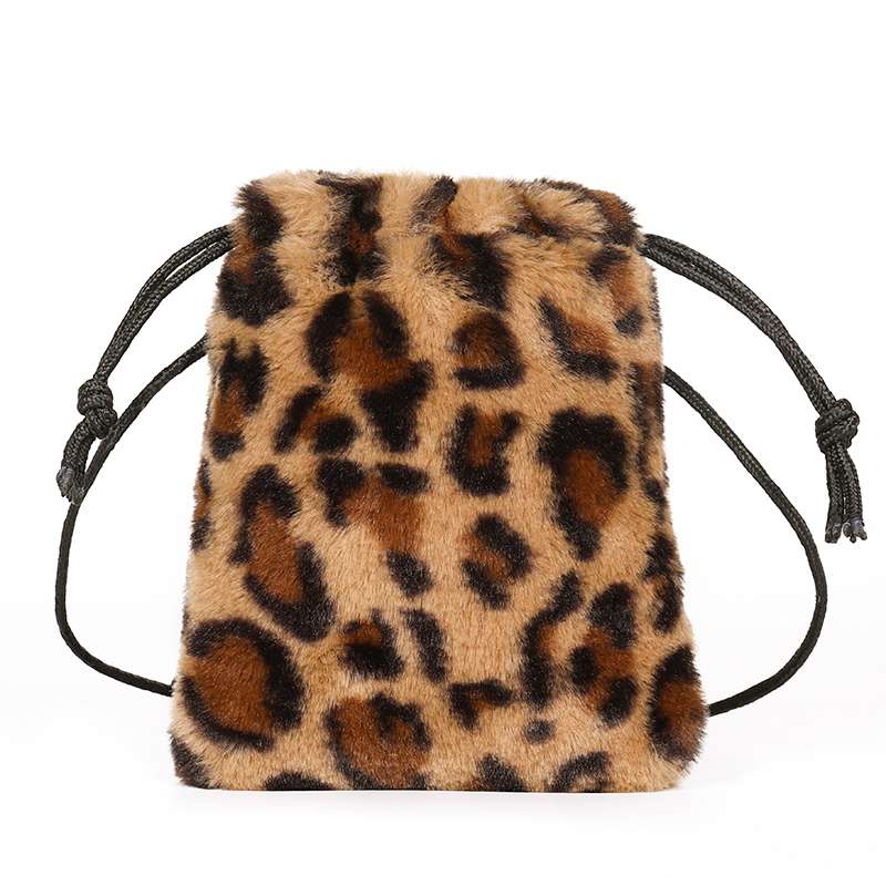 New Fashion Ladies Leopard Drawstring Bag Personality Diagonal Bag Ladies Unique Candy Package - ebowsos