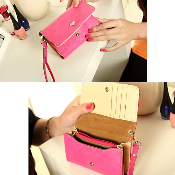 New Fashion Leather Women Wallet Travel Credit Card Package ID Bags Bag-rose red - ebowsos