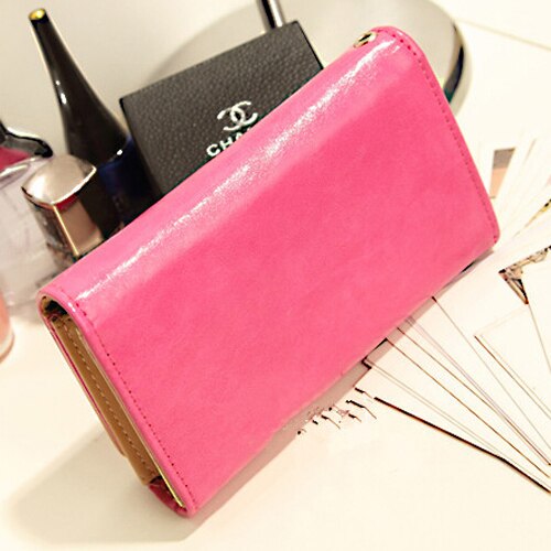 New Fashion Leather Women Wallet Travel Credit Card Package ID Bags Bag-rose red - ebowsos