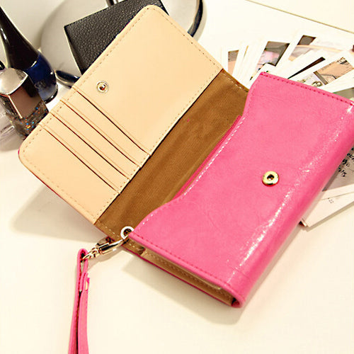 New Fashion Leather Women Wallet Travel Credit Card Package ID Bags Bag-rose red - ebowsos