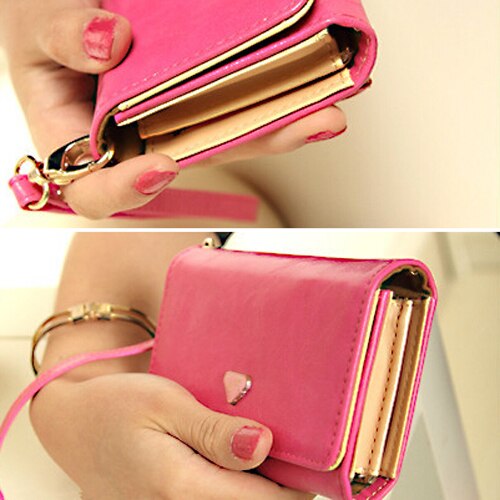 New Fashion Leather Women Wallet Travel Credit Card Package ID Bags Bag-rose red - ebowsos