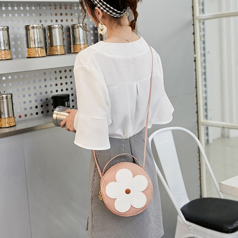 New Fashion Pu Leather Handbag Shoulder Messenger Bag Small Round Bag Ladies Messenger Bag - ebowsos