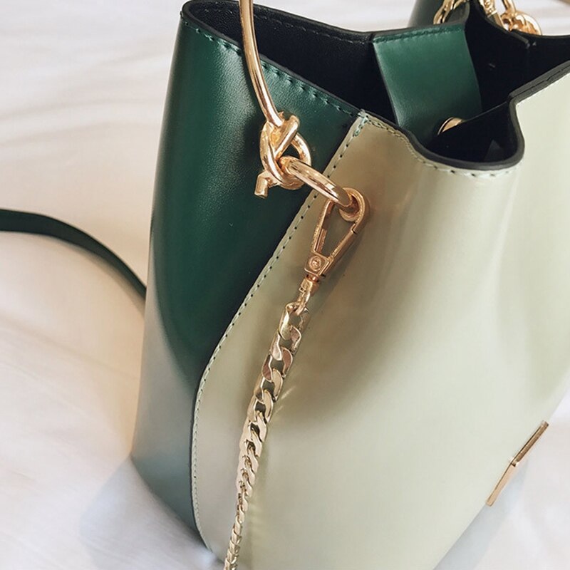 New Fashion Trend Metal Bucket Art Handbag Portable Chain Bucket-Shaped Handbag Shoulder Messenger Bag - ebowsos