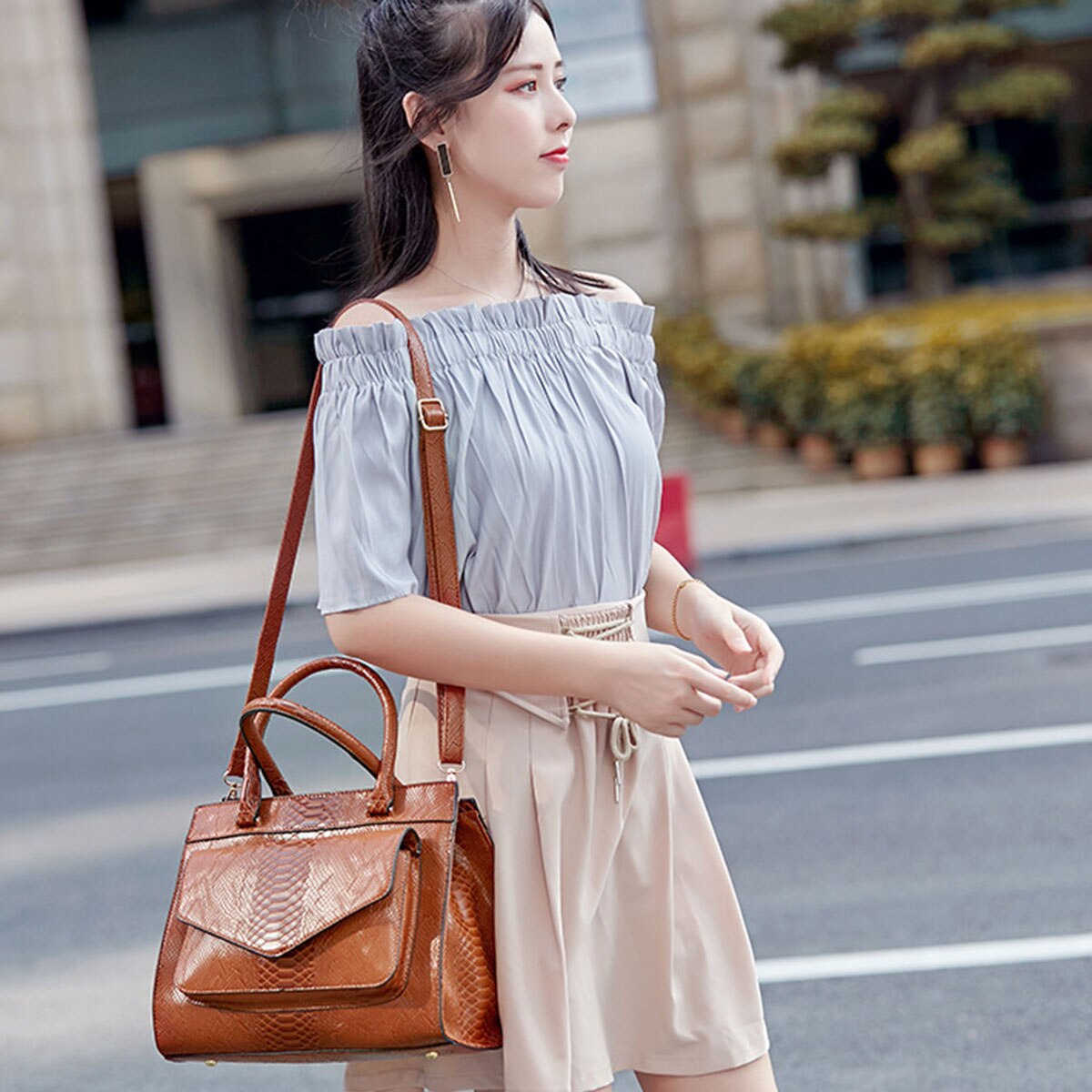 New Fashion Woman Bag Women'S Leather Handbags With Pouch Ladies Trunk Tote Women Messenger Bag - ebowsos