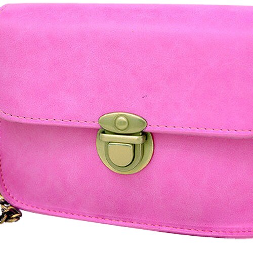 New Fashion Women Messenger bags Chain Shoulder Bag PU Leather Candy Color Crossbody Mini Bag - rose - ebowsos