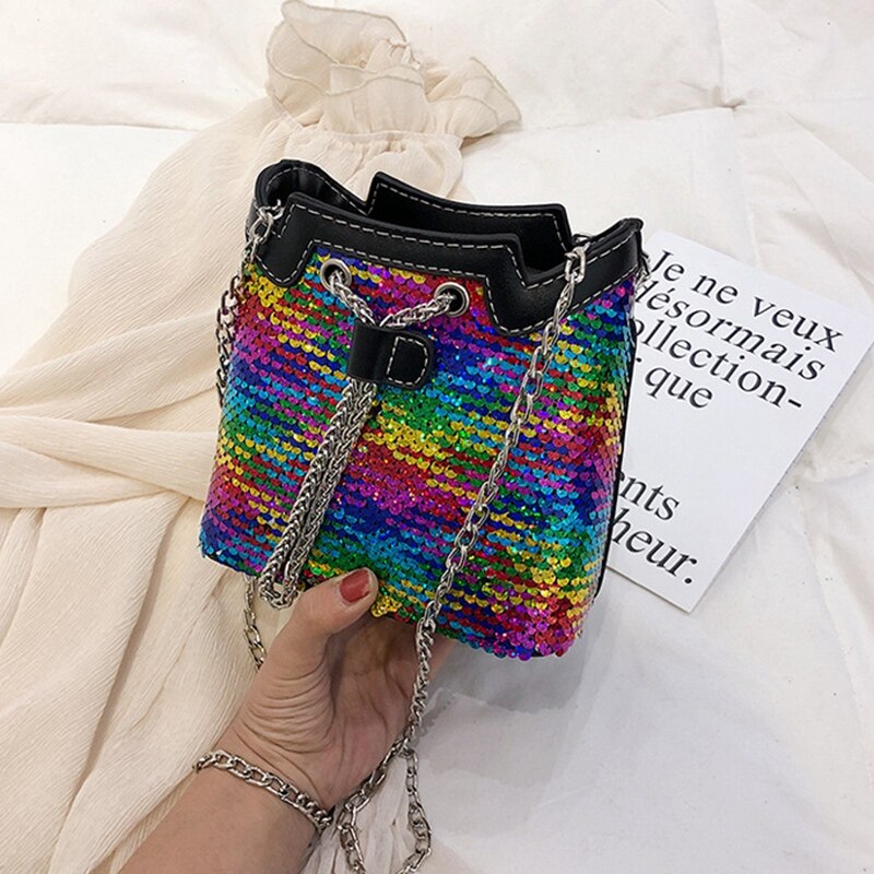 New High-Quality Bucket Handbag Sequin Crossbody Bags For Women Shoulder Bags Ladies Luxury Crossbody Shoulder Bag - ebowsos