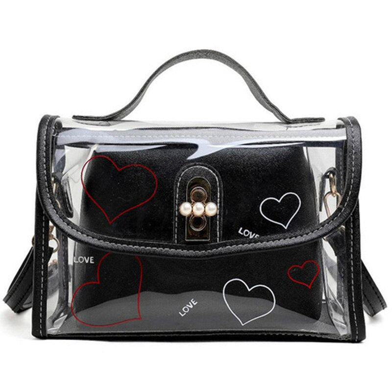 New Ladies Fashion Messenger Bag Transparent Bag Female Trend Jelly Bag Ladies Shoulder Messenger Bag Small Square Bag - ebowsos