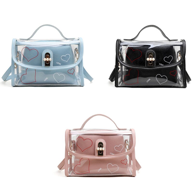 New Ladies Fashion Messenger Bag Transparent Bag Female Trend Jelly Bag Ladies Shoulder Messenger Bag Small Square Bag - ebowsos