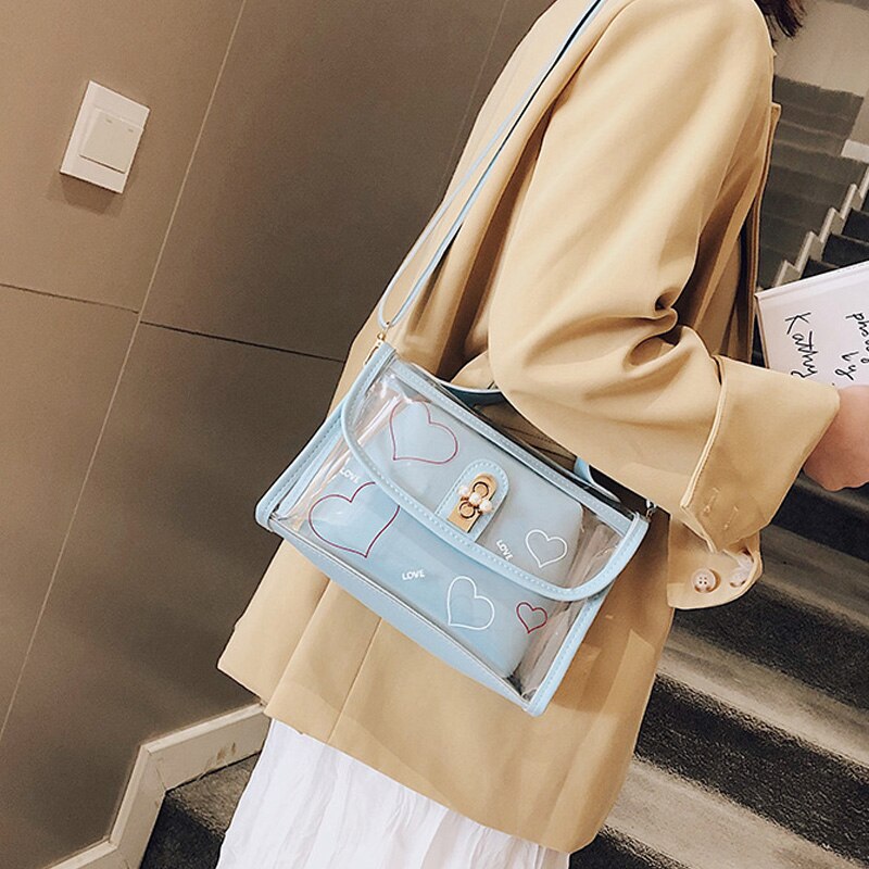 New Ladies Fashion Messenger Bag Transparent Bag Female Trend Jelly Bag Ladies Shoulder Messenger Bag Small Square Bag - ebowsos