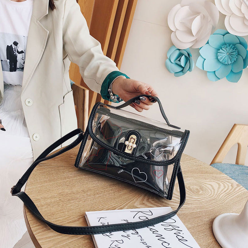 New Ladies Fashion Messenger Bag Transparent Bag Female Trend Jelly Bag Ladies Shoulder Messenger Bag Small Square Bag - ebowsos