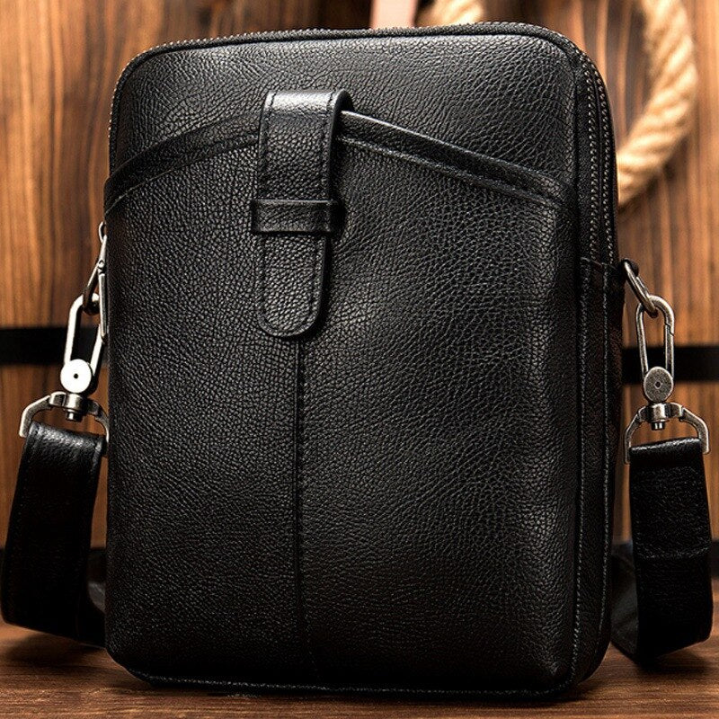 New Leather Men'S Shoulder Bag Multi-Function Small Bag Top Layer Leather Business Bag Diagonal Men'S Bag - ebowsos