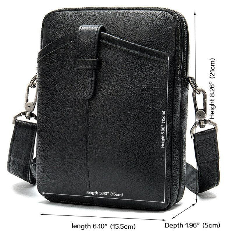 New Leather Men'S Shoulder Bag Multi-Function Small Bag Top Layer Leather Business Bag Diagonal Men'S Bag - ebowsos