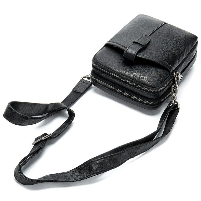 New Leather Men'S Shoulder Bag Multi-Function Small Bag Top Layer Leather Business Bag Diagonal Men'S Bag - ebowsos