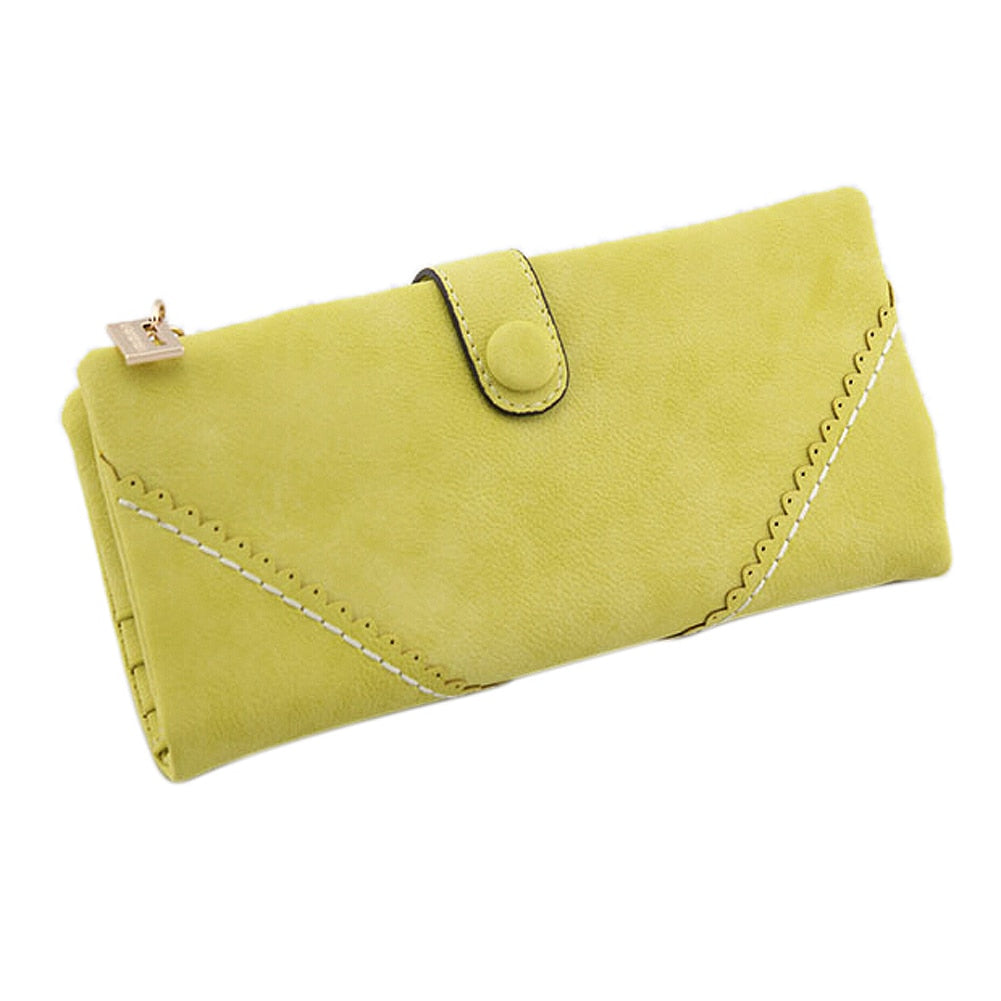 New Long Women Wallet Messenger bags Handbag Retro Dull Polish Purse Multifunctional-yellow - ebowsos