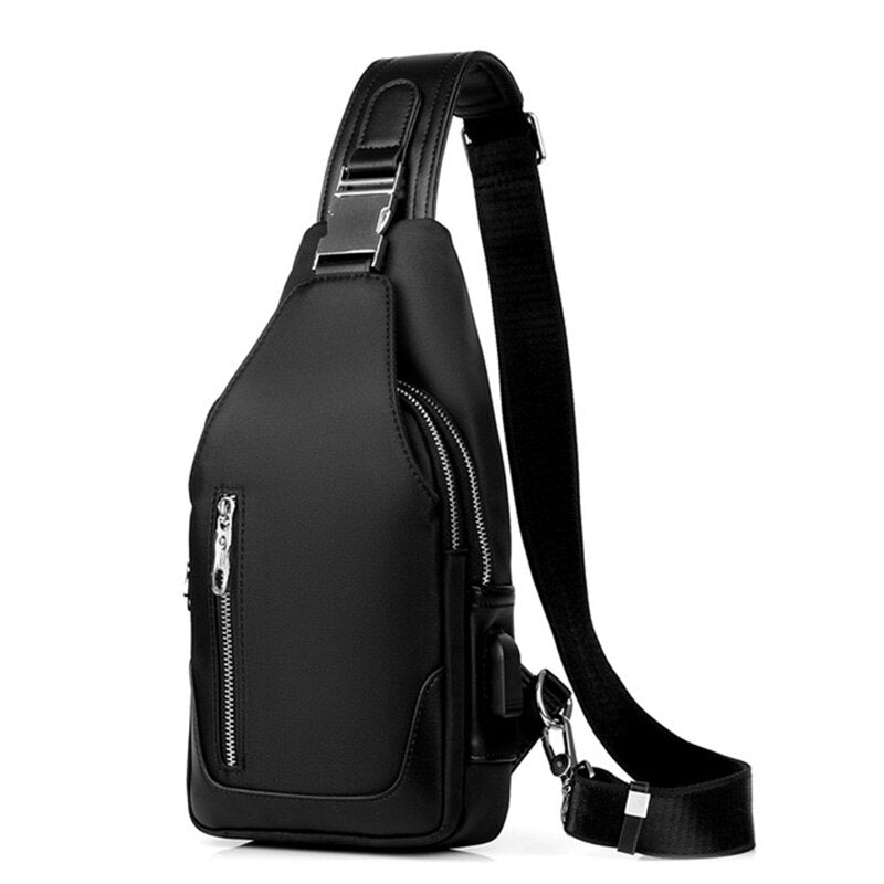 New Messenger Bag Men'S Chest Bag Unisex Usb Charging Anti-Theft Messenger Travel Bag Waterproof Shoulder Bag - ebowsos