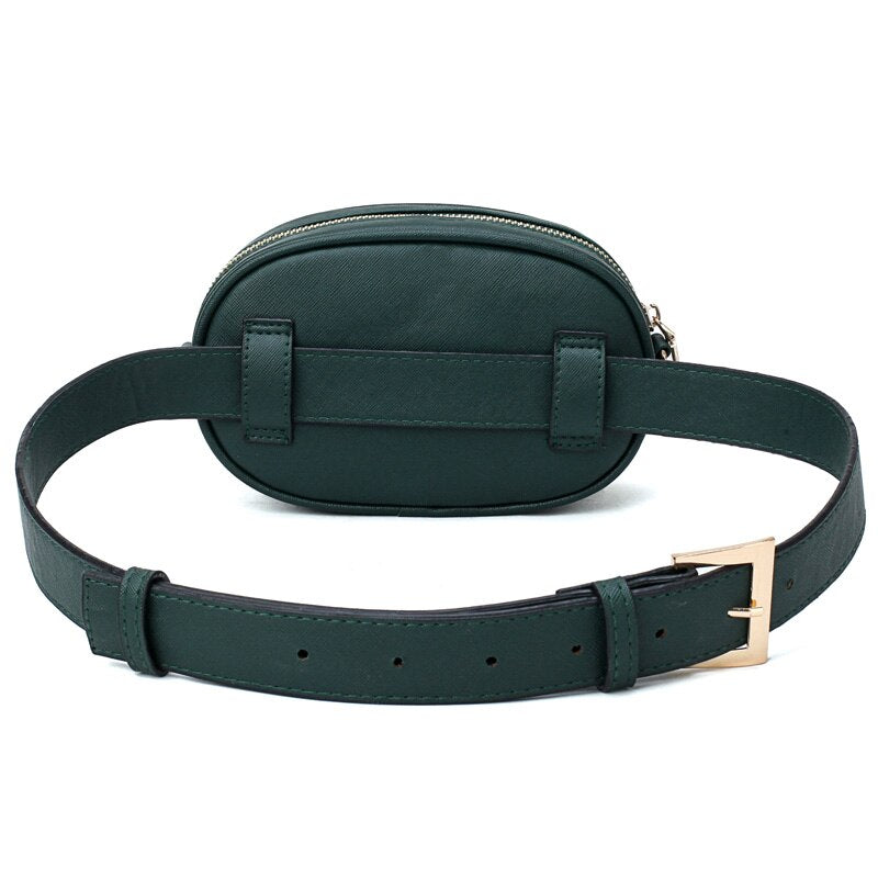 New PU leather Ladies Green Cartoon Waist Bags Women Waist Fanny Packs Belt Crossbody Bags Chest Chain Handbags - ebowsos