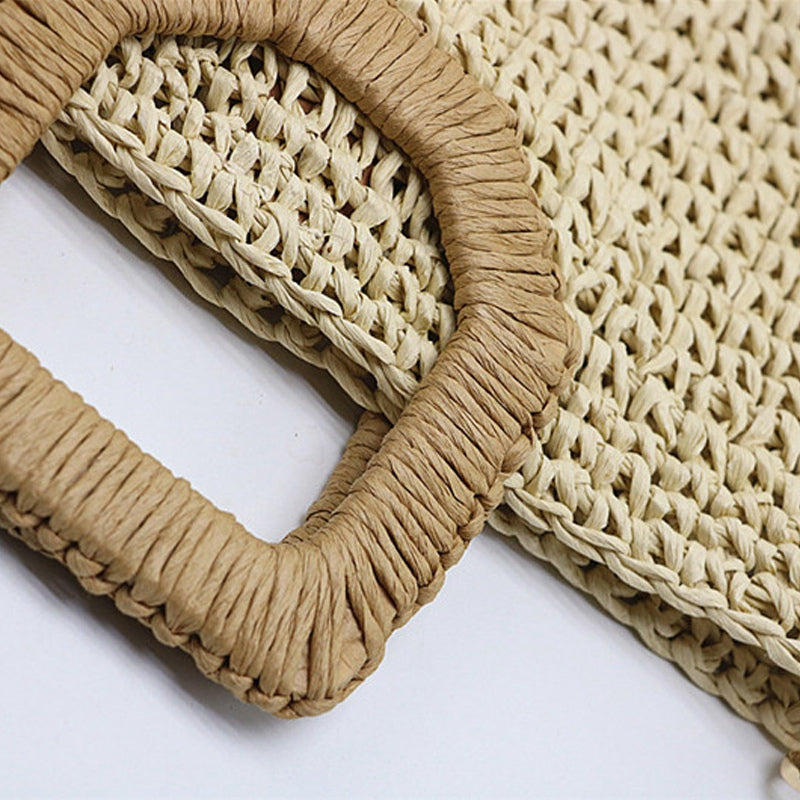 New Popular Women'S Straw Bag Paper Shoulders Hand-Woven Bag Quality Art And Hobby Card Holiday Woven Bag Beach Bag - ebowsos