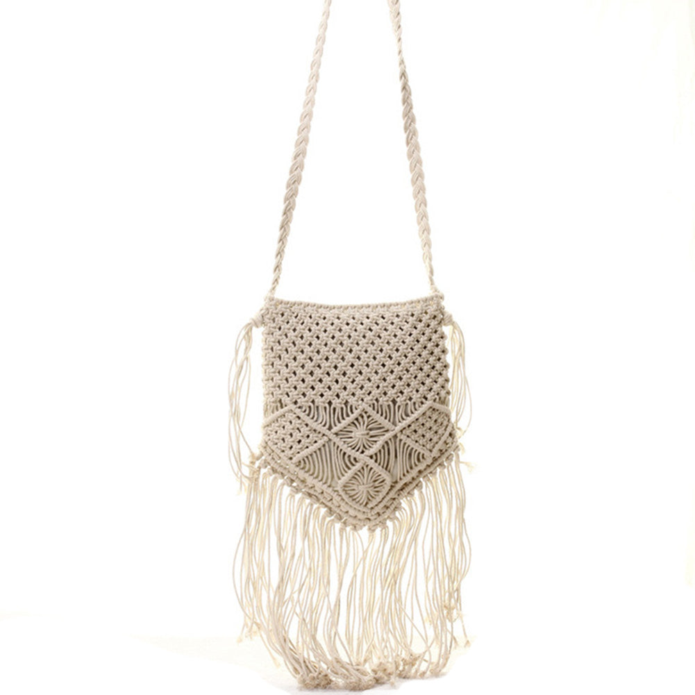 New Straw Bag Bohemian Tassel Beach Bag Women Crochet Fringed Crossbody Ultralight Shoulder Bag Women Small - ebowsos