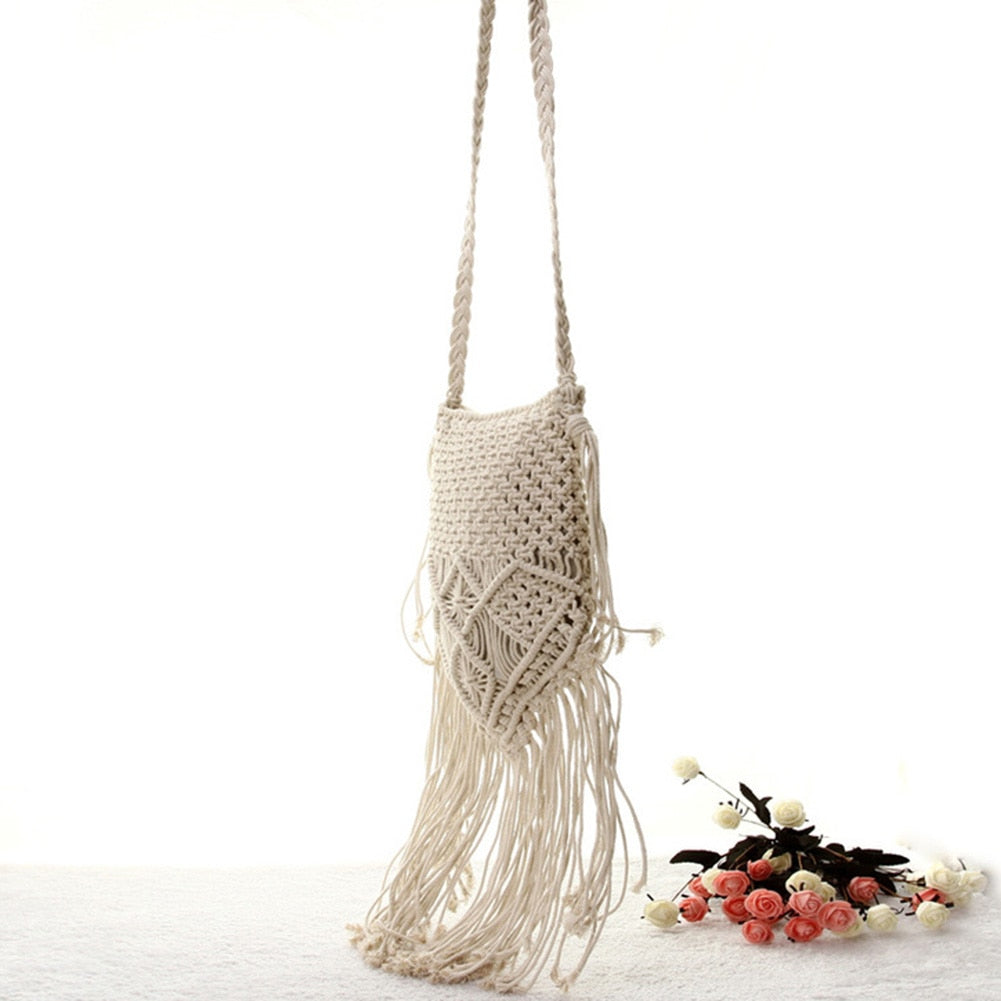 New Straw Bag Bohemian Tassel Beach Bag Women Crochet Fringed Crossbody Ultralight Shoulder Bag Women Small - ebowsos