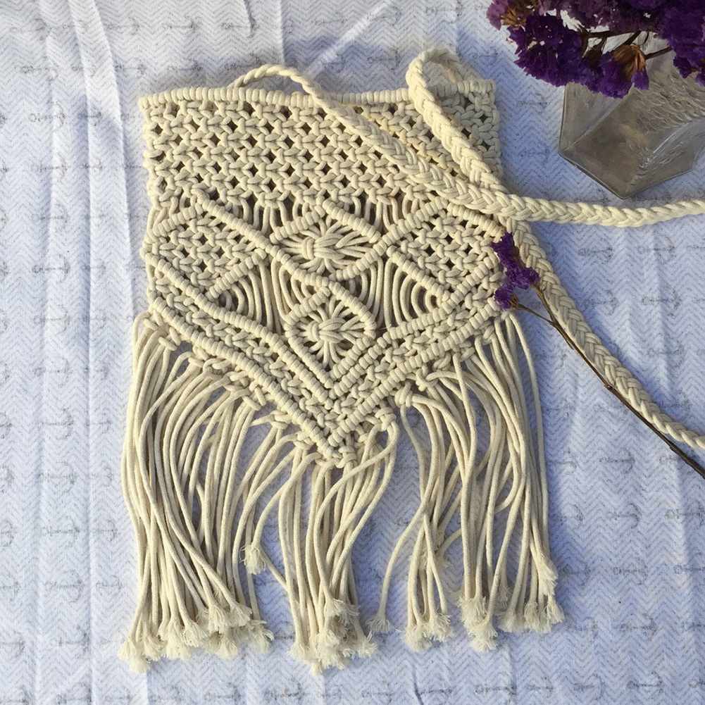 New Straw Bag Bohemian Tassel Beach Bag Women Crochet Fringed Crossbody Ultralight Shoulder Bag Women Small - ebowsos