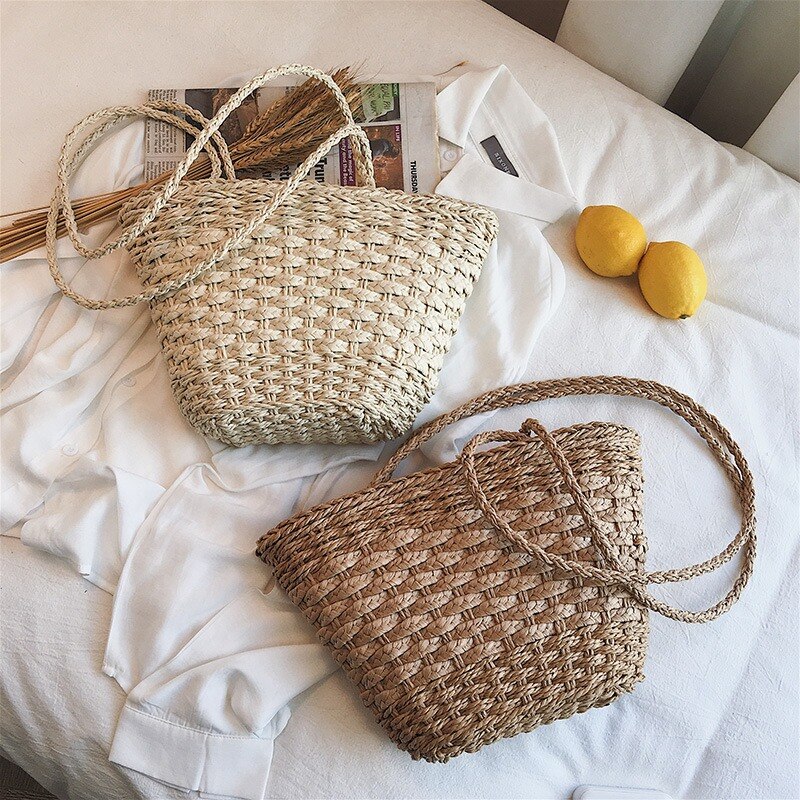 New Summer Women'S Bag Large-Capacity Fashion Woven Shoulder Bag Big Bag Wild Straw Bag Tide - ebowsos