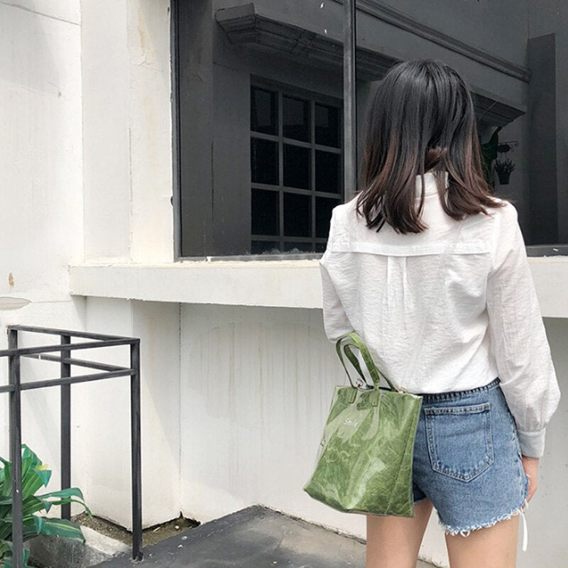 New Texture Kraft Paper Transparent Bag Fashion Simple Wild Shoulder Bag Handbag Female - ebowsos