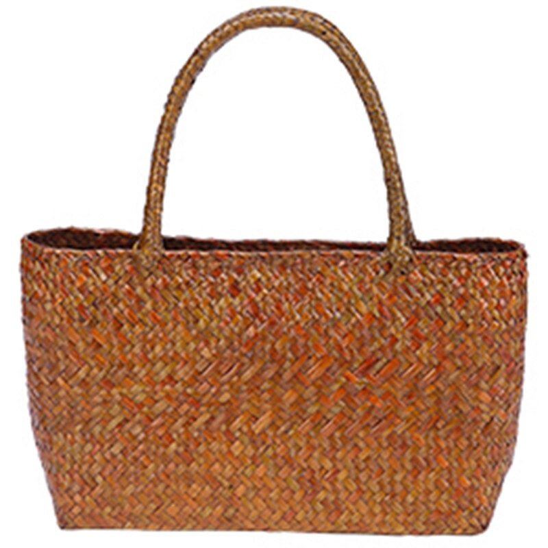 New Thai Straw Bag Single Shoulder Beach Rattan Package Holiday Handbag Handmade Woven Bag - ebowsos