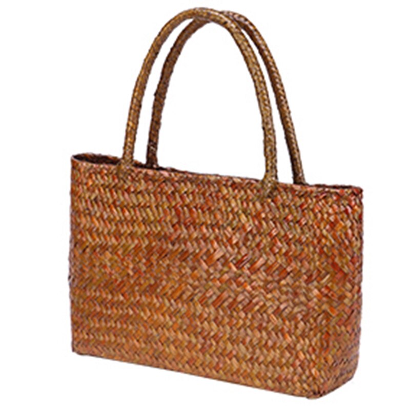 New Thai Straw Bag Single Shoulder Beach Rattan Package Holiday Handbag Handmade Woven Bag - ebowsos