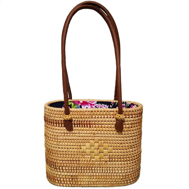 New Vietnamese Hand-Woven Rattan Bag Crossbody Beach Straw Braided Bag Fashionable All-Matched Bags For Women - ebowsos