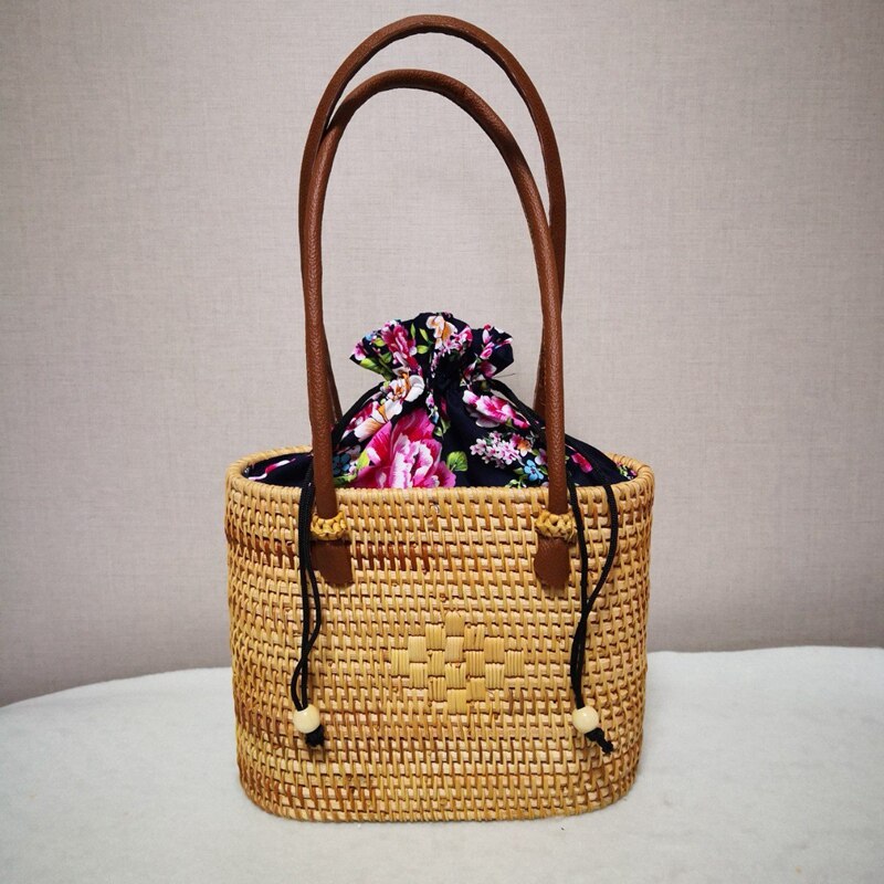 New Vietnamese Hand-Woven Rattan Bag Crossbody Beach Straw Braided Bag Fashionable All-Matched Bags For Women - ebowsos