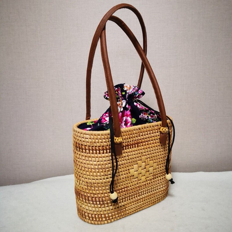 New Vietnamese Hand-Woven Rattan Bag Crossbody Beach Straw Braided Bag Fashionable All-Matched Bags For Women - ebowsos