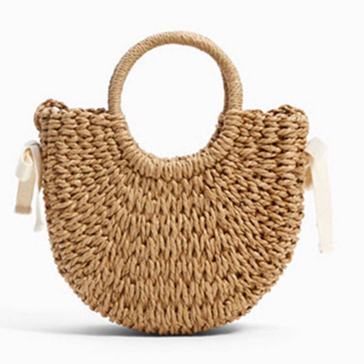 New Winter Women'S Woven Bag Girls Plush Straw Handbag Plush Jacket Mini Basket Straw Bag Small Messenger Bag - ebowsos